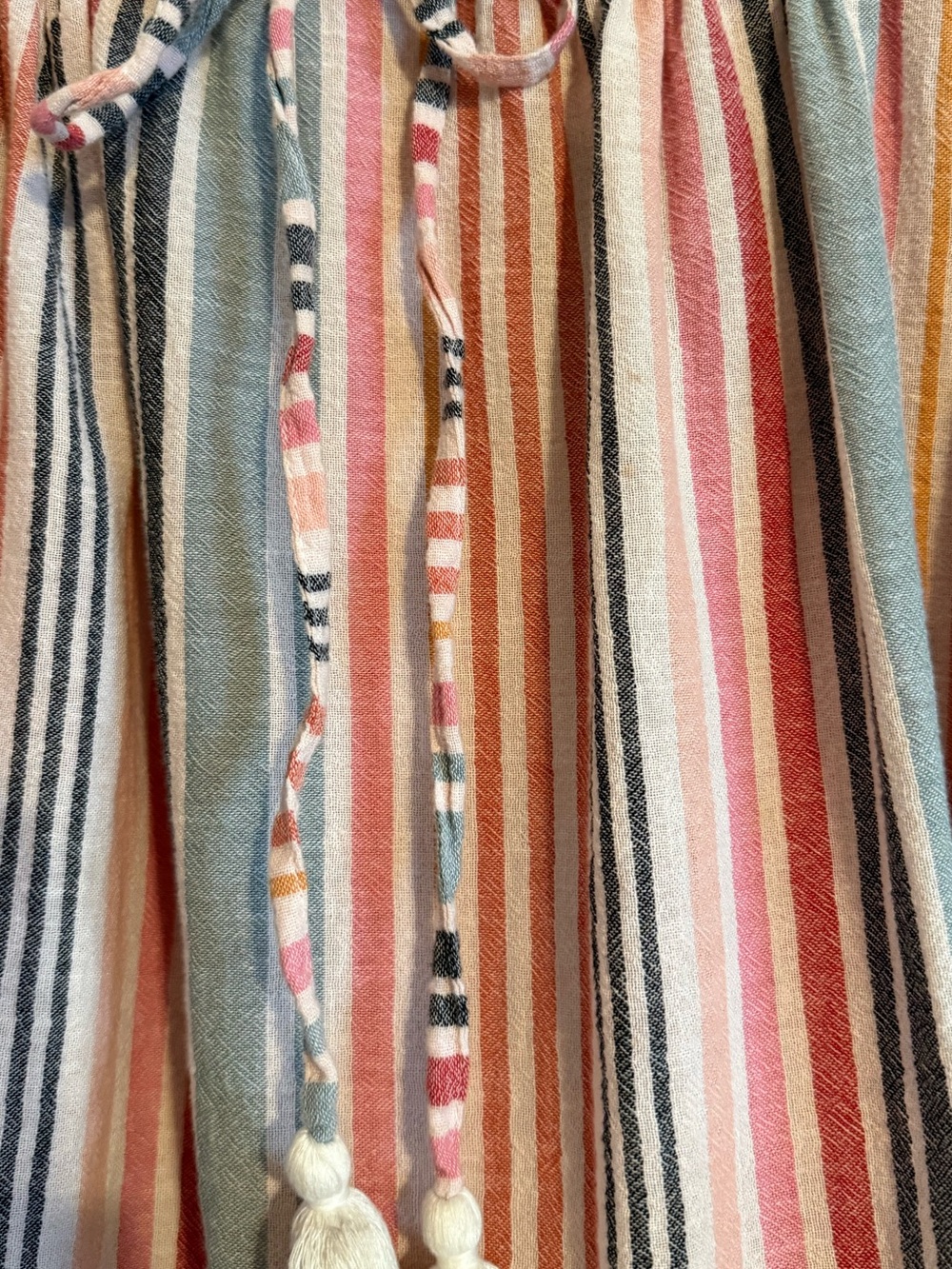 Madewell Striped Drawstring Waist Mini Dress M Pink Blue Coastal Boho Resort - Picture 3 of 3